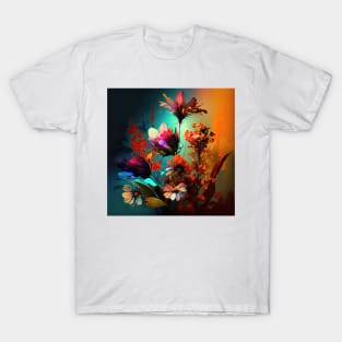 A Brightly Colored Fractal Bouquet of Flowers T-Shirt